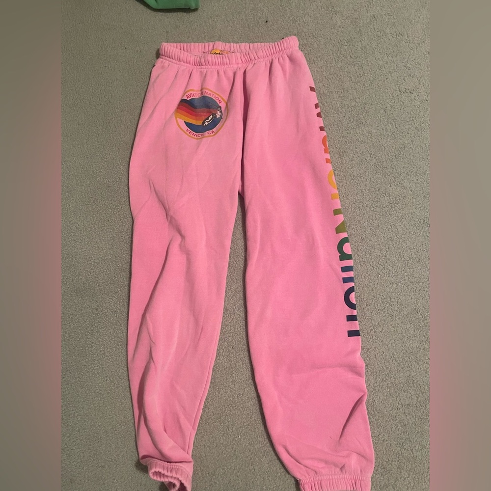 Pink aviator nation sweatpants